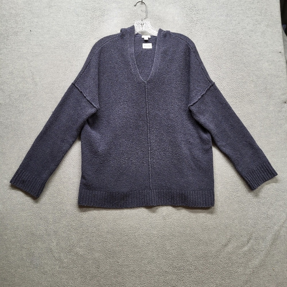 Pure Jill Women Sweater L Navy Cotton Nylon Long Sleeve Minimalist Boho Tunic